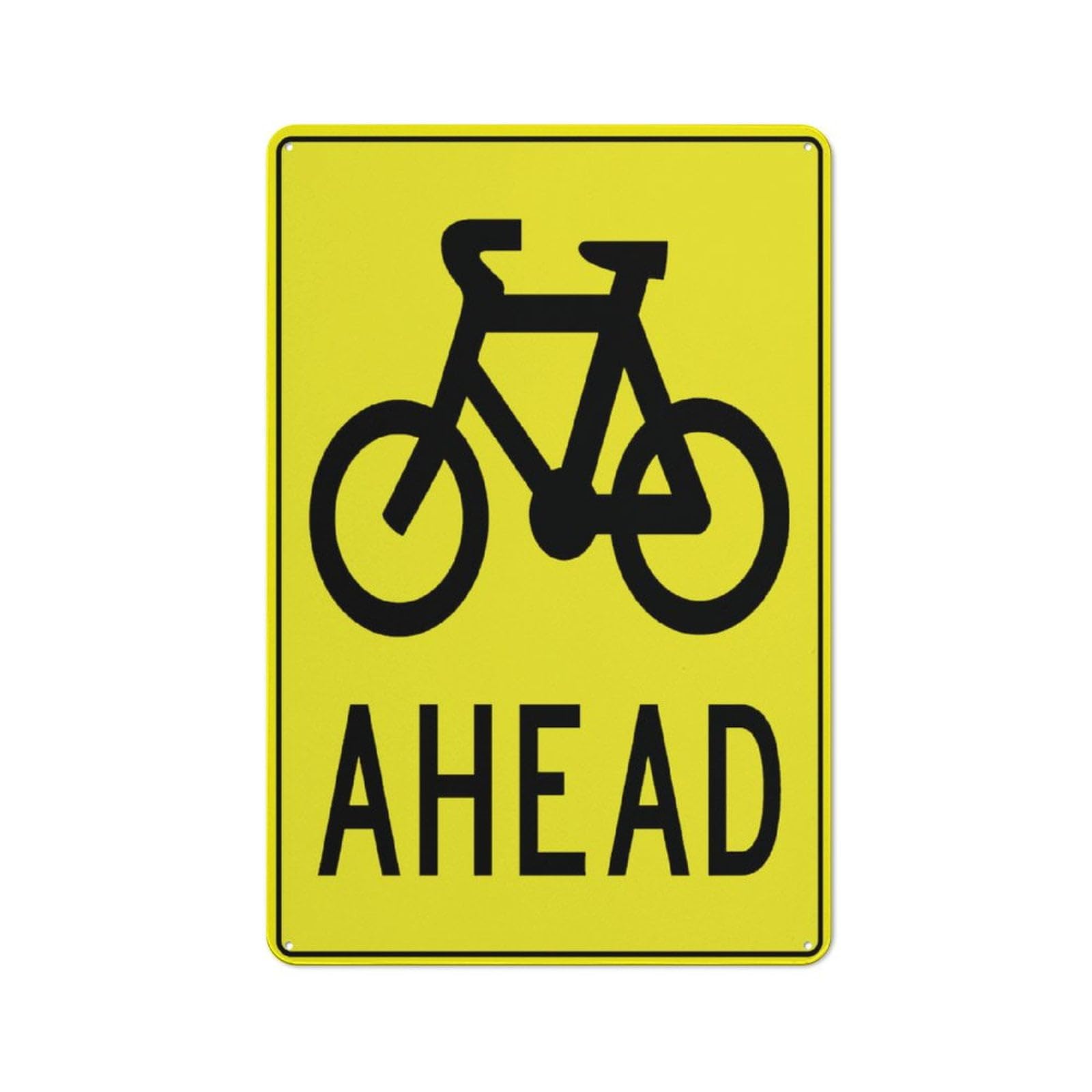 peiyeety Bike Ahead Multi Message Traffic Sign 8"x12" - Metal Aluminum Rust-Free, Pre-Drilled Holes, Weather Resistant for House Door Office Business Yard