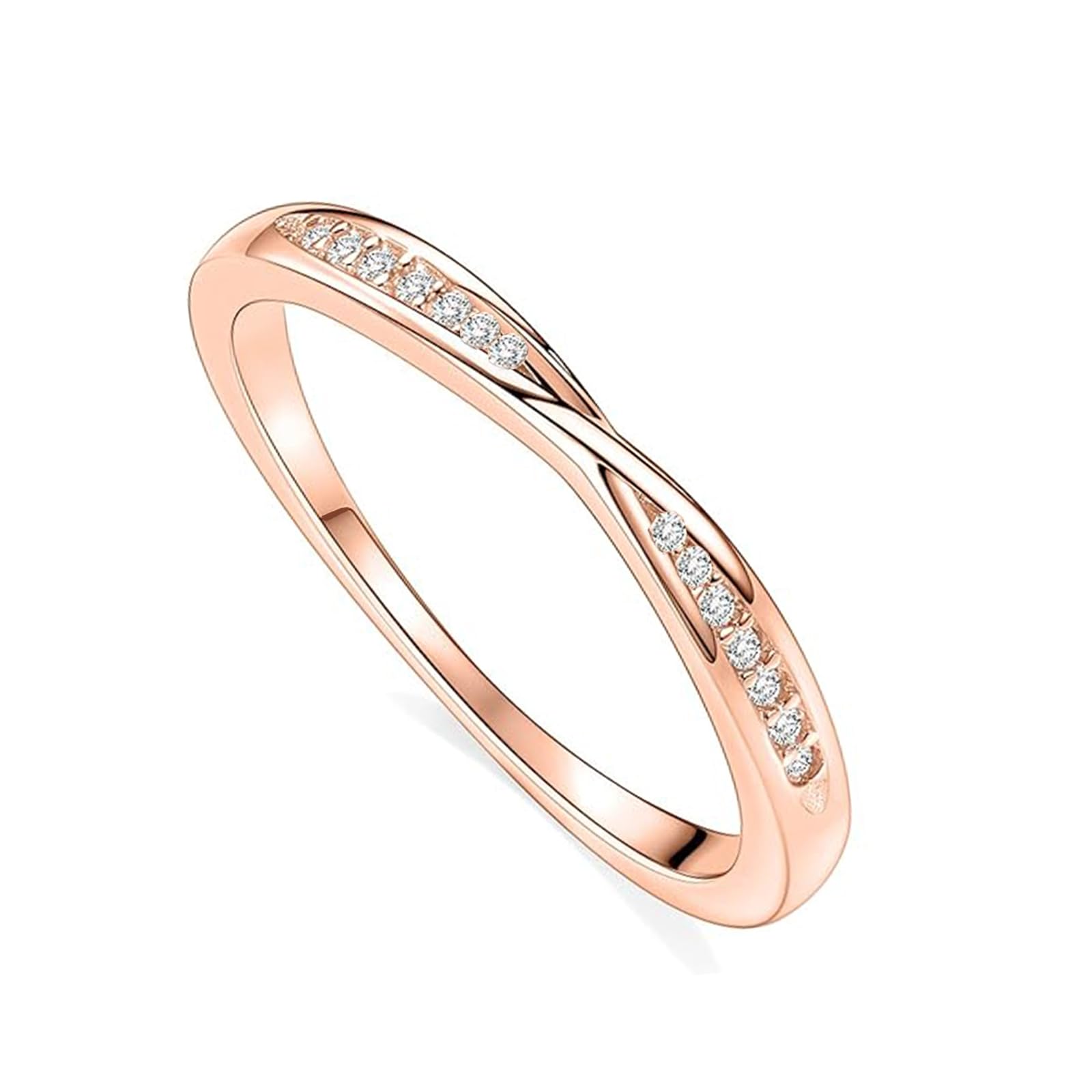 Ryaupy2MM Anillos Plata Mujer Ajustable con Circonita Anillo Clásico Minimalista Anillos Mujer para Alianza Aniversario Bodas Compromiso Oro Rosa