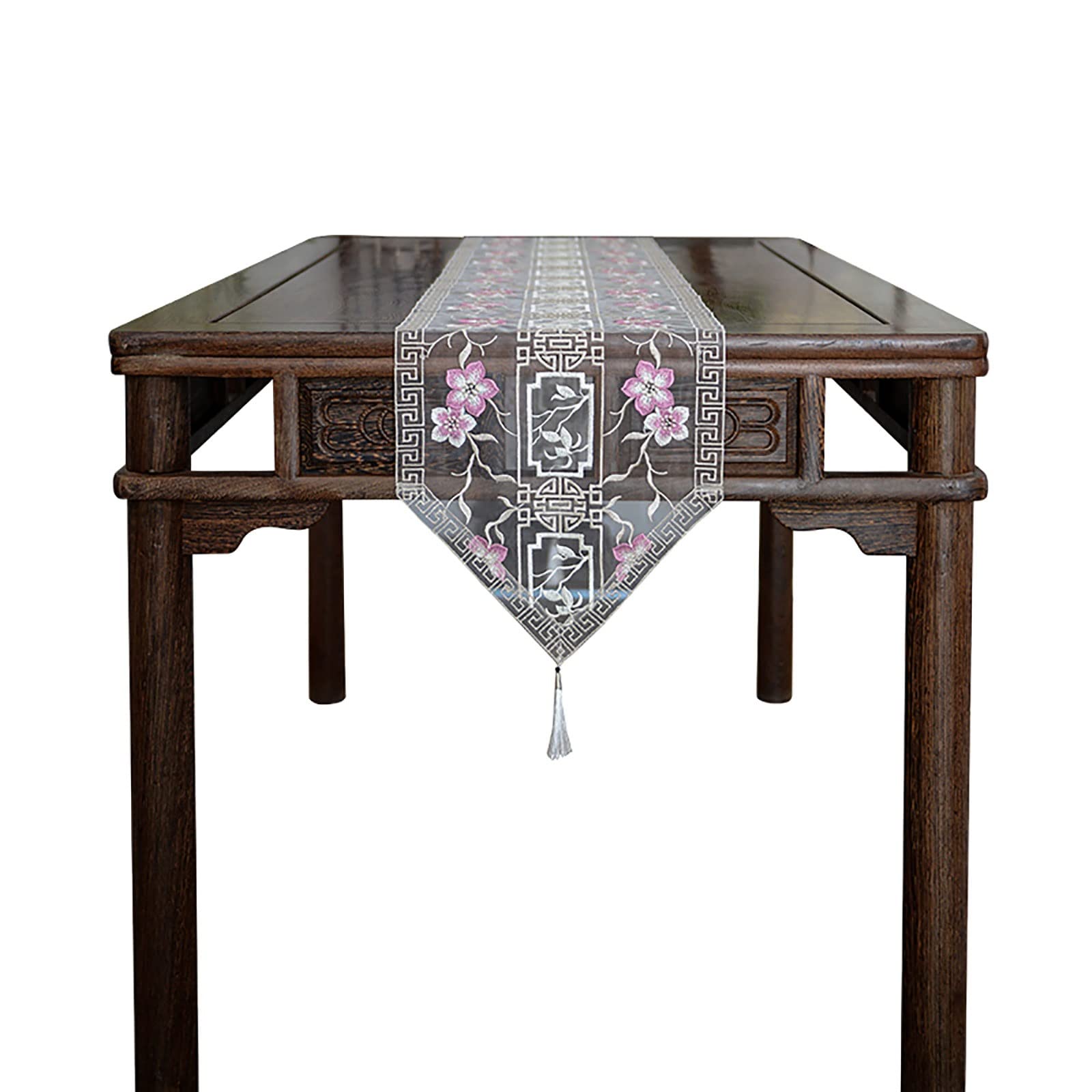Elegante e lussuoso Runner da tavolo in organza a strati con stampa oro Runner da tavolo in organza for decorazioni for la Cucina di casa, matrimonio, ringraziamento, Natale Regali di festa(B,0*240cm)