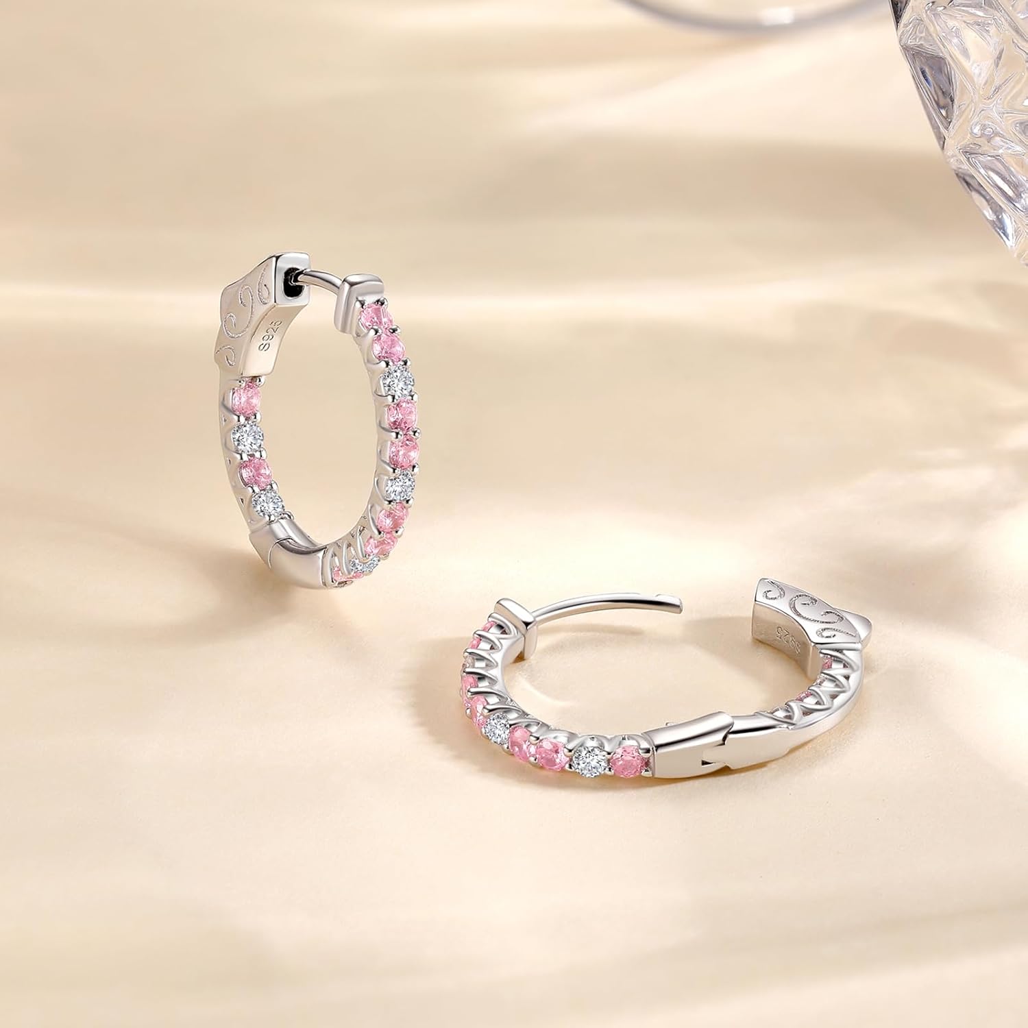 SUNFEEL Hoop Earrings for Women Cubic Zirconia Diamond Hoop Earrings Huggie Hoop Earring Women Earrings Earring for Men 925 Sterling Silver - Image 4