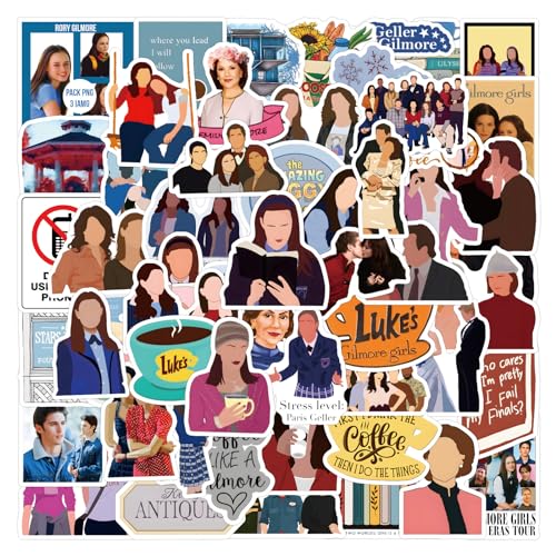 Gilmore Girls Stickers, 110 piezas Cool TV Show Sticker Set, vinilo impermeable pegatinas para botella de agua, portátil, monopatín, guitarra, maleta de viaje, adolescentes y adultos