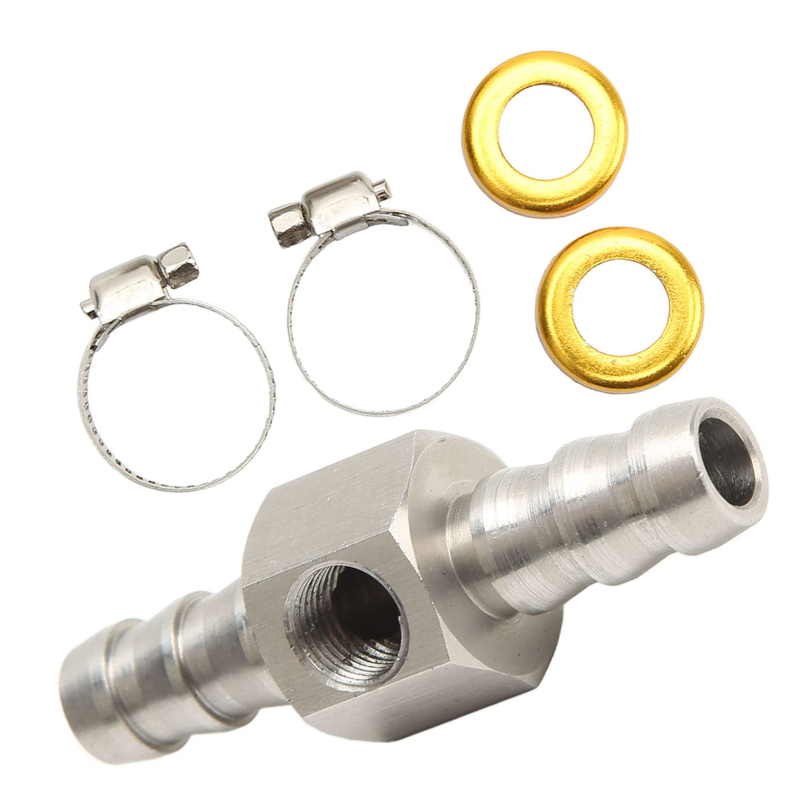 Adattatore per Manometro Pressione Carburante, Tubo Carburante Adattatore per Raccordo a T Antideformazione Porta 1/8‑27 NPT per Refrigerante Riduttori (3/8 poll)