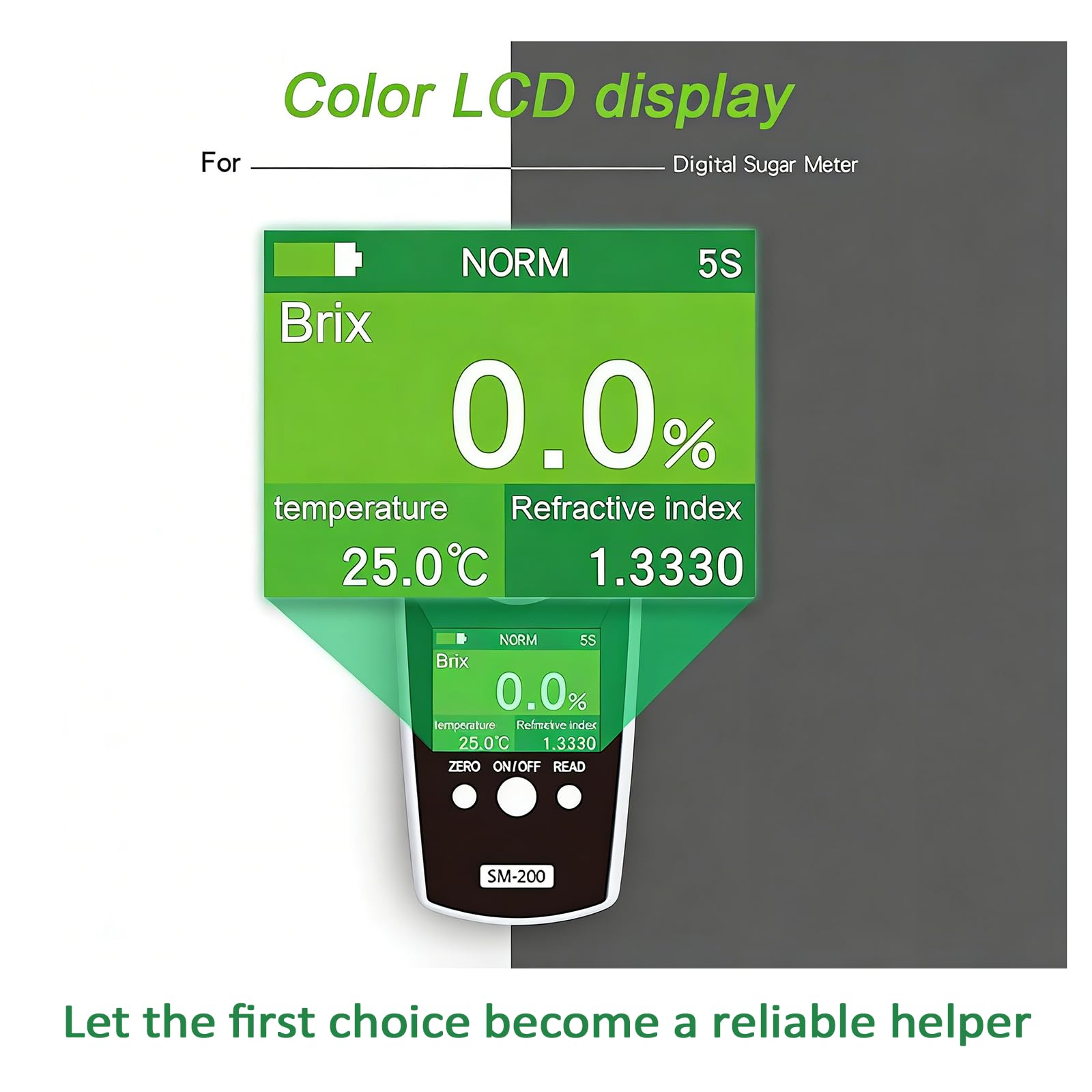 Refractómetro digital Brix para medir la concentración de azúcar de frutas, rango 0-95%, ATC 10-40°C, precisión ±0,2%, ideal para frutas, bebidas y dulces