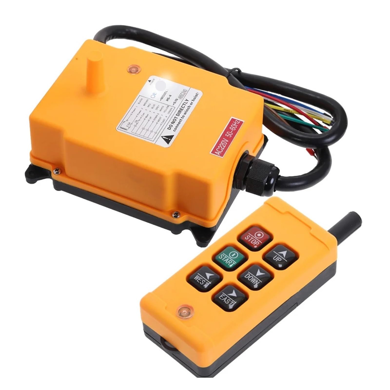 HS-6 IP65 6 Channels Industrial Electric Hoist Crane Remote Control Pushbutton Switch for CNC Winch 1Transmitter+1Receiver(380V)
