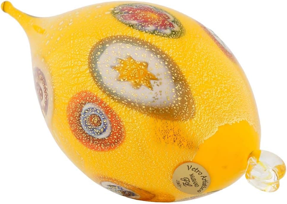 Glass Of Venice Murano Glass Millefiori Drop Christmas Ornament - Yellow Gold