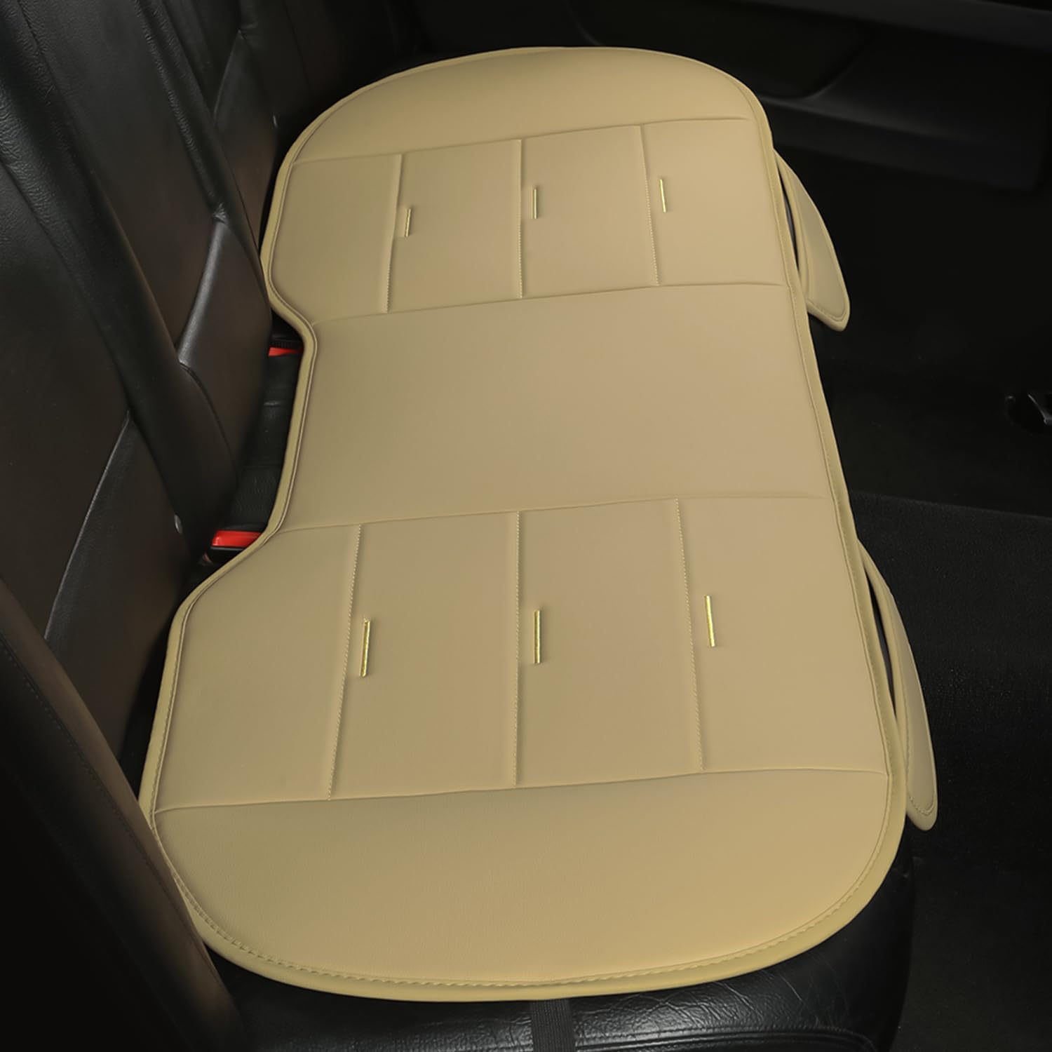 West Llama Bottom Seat Covers, Include 1 Pair Front Seat Protector and 1 Rear Seat Cover, Universal PU Leather Seat Covers for 90% Cars (Beige) image 4