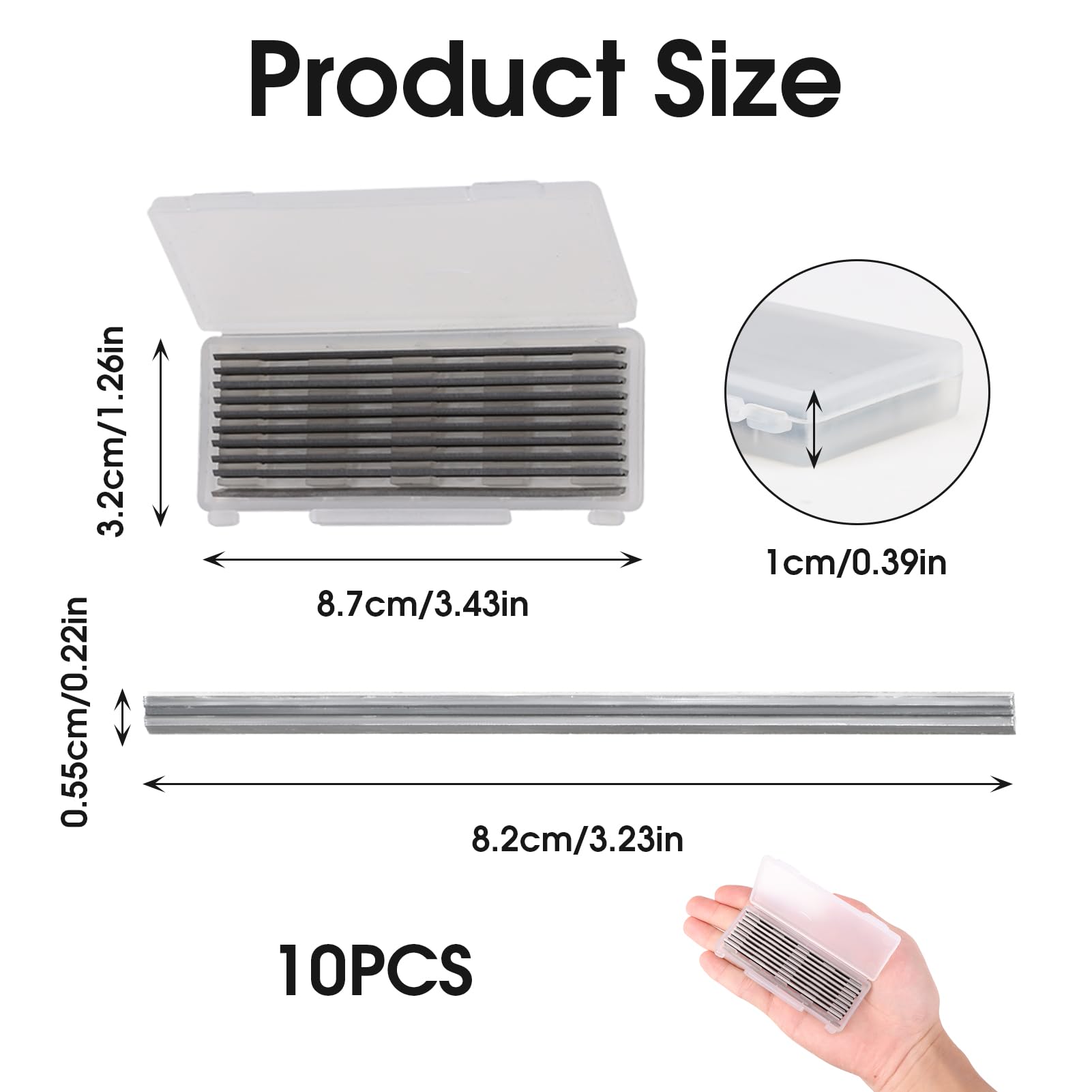 10 Piezas Cuchilla para Cepillo Kit, 82mm Cuchillo Reversible, para Maquinaria De Carpintería, Para Cortar Duras Blandas Tablero De Madera Contrachapada (82x5.5x1.2mm) (1)
