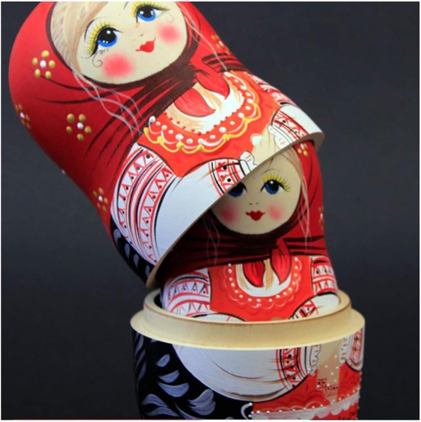 Poupée Matriochka Poupées gigognes Ensemble de 7 pièces poupées gigognes en Foulard Rouge Peint à la Main poupées Russes poupées gigognes Matriochka Poupée Russe