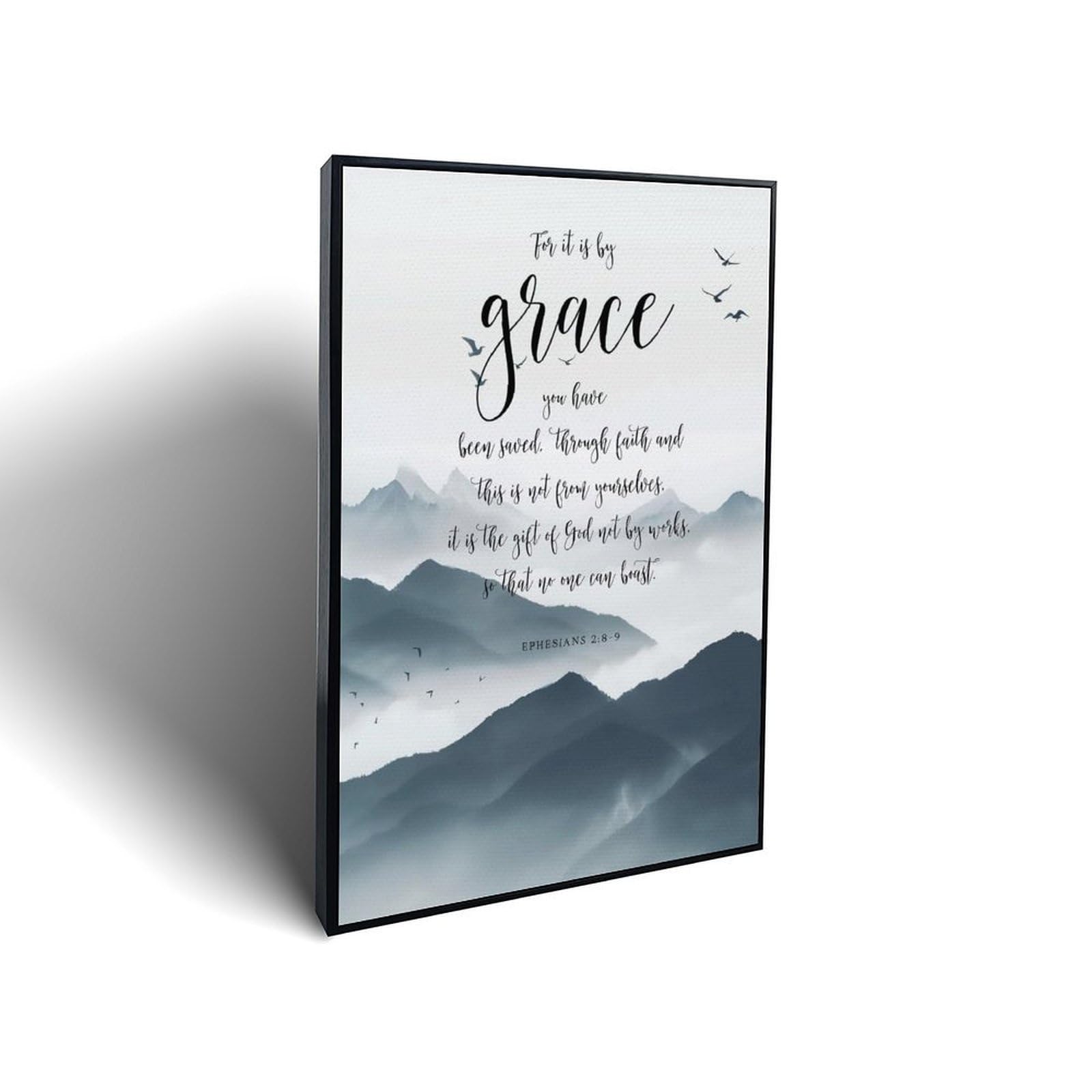 Ephesians 2 8-9 Grace Religious Christian Scripture Framed Canvas Wall Art
