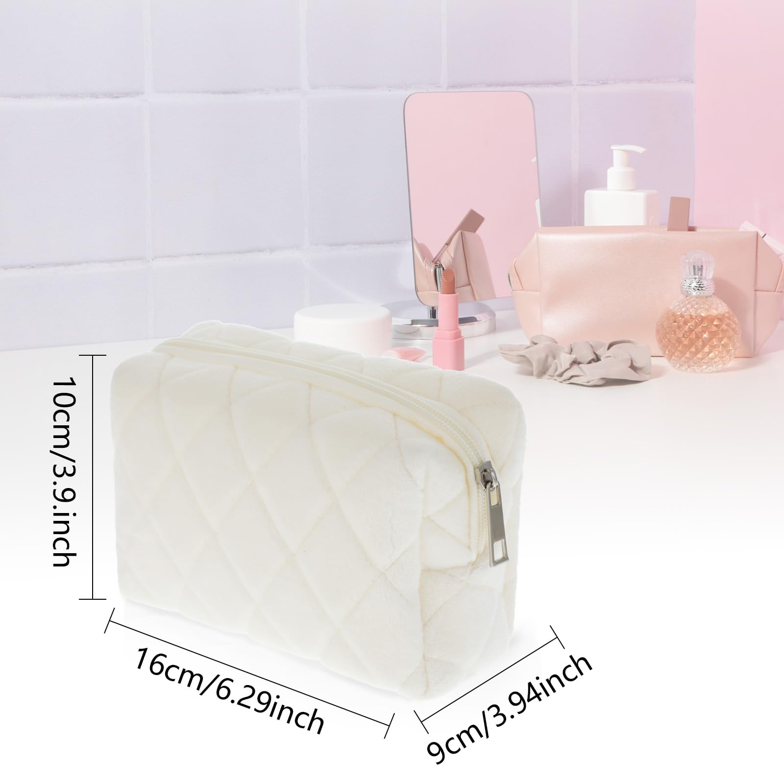 Gjinxi Cosmetics Bag, Small Fluffy Makeup Bag - Image 3