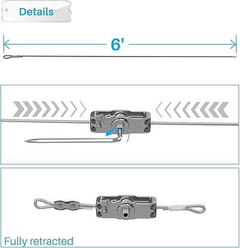 Miniatura 3 de Patio Kit de accesorios de cuerda de alambre de tensión para parasol rectangular, instalación de vela, almohadilla de cabrestante, ojo, cable de