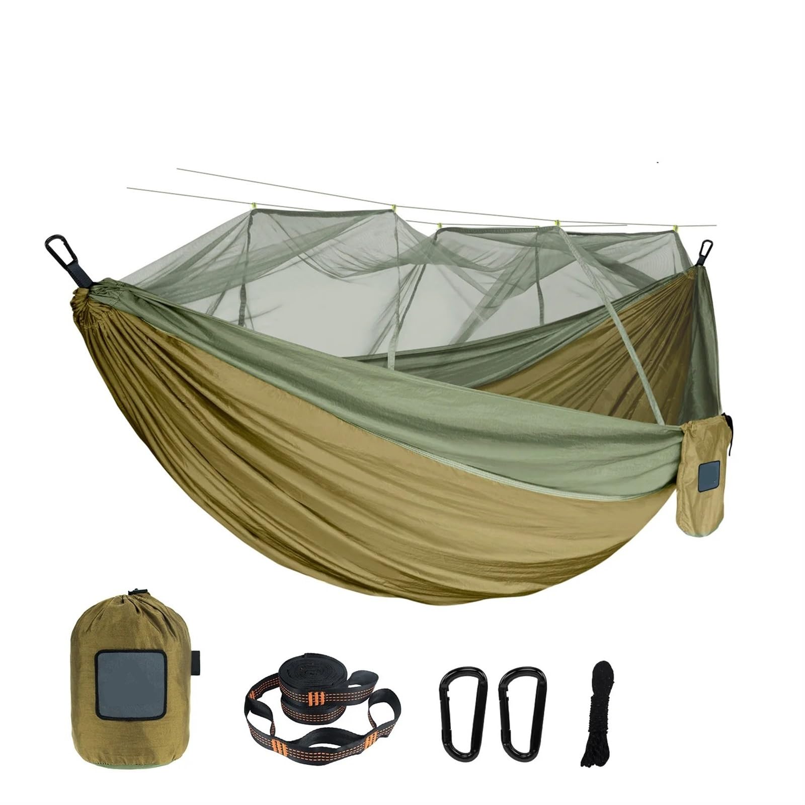 Amaca da Viaggio Portatile da Campeggio all'aperto Amaca Singola e Doppia for Dormire con zanzariera per l'escursionismo, Il Campeggio(Single Green 2)