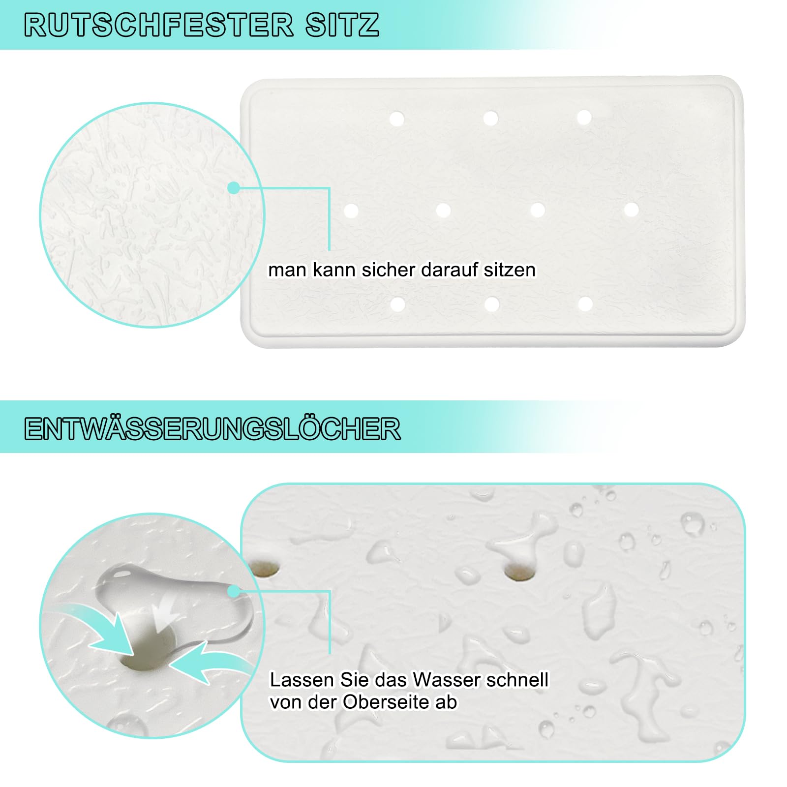 Asiento de bañera para personas mayores, cabeza antideslizante ampliada, asiento de ducha, banco de ducha para bañera, patas de goma semicirculares con superficie antideslizante, aluminio, soporta