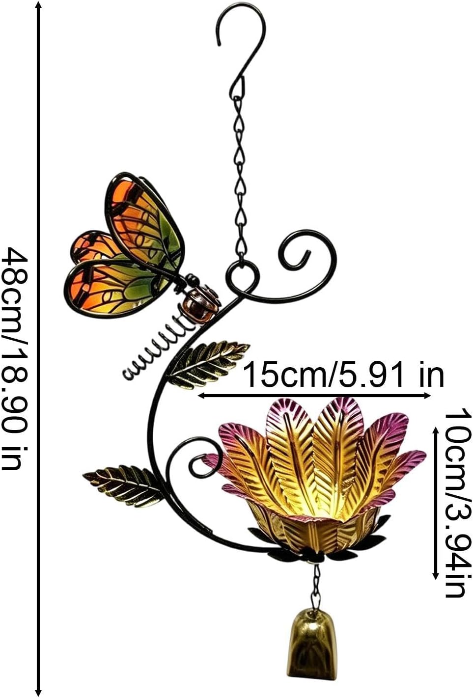 Bird Feeder - Patio Dragonfly Flower Design Wind Chime Water Dispenser image 2