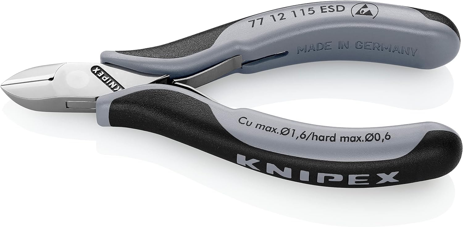 Knipex Multi Color Electronics Diagonal Cutters Esd With Box Joint With Multi-Component Handles 115 Mm, 77 12 115 Esd