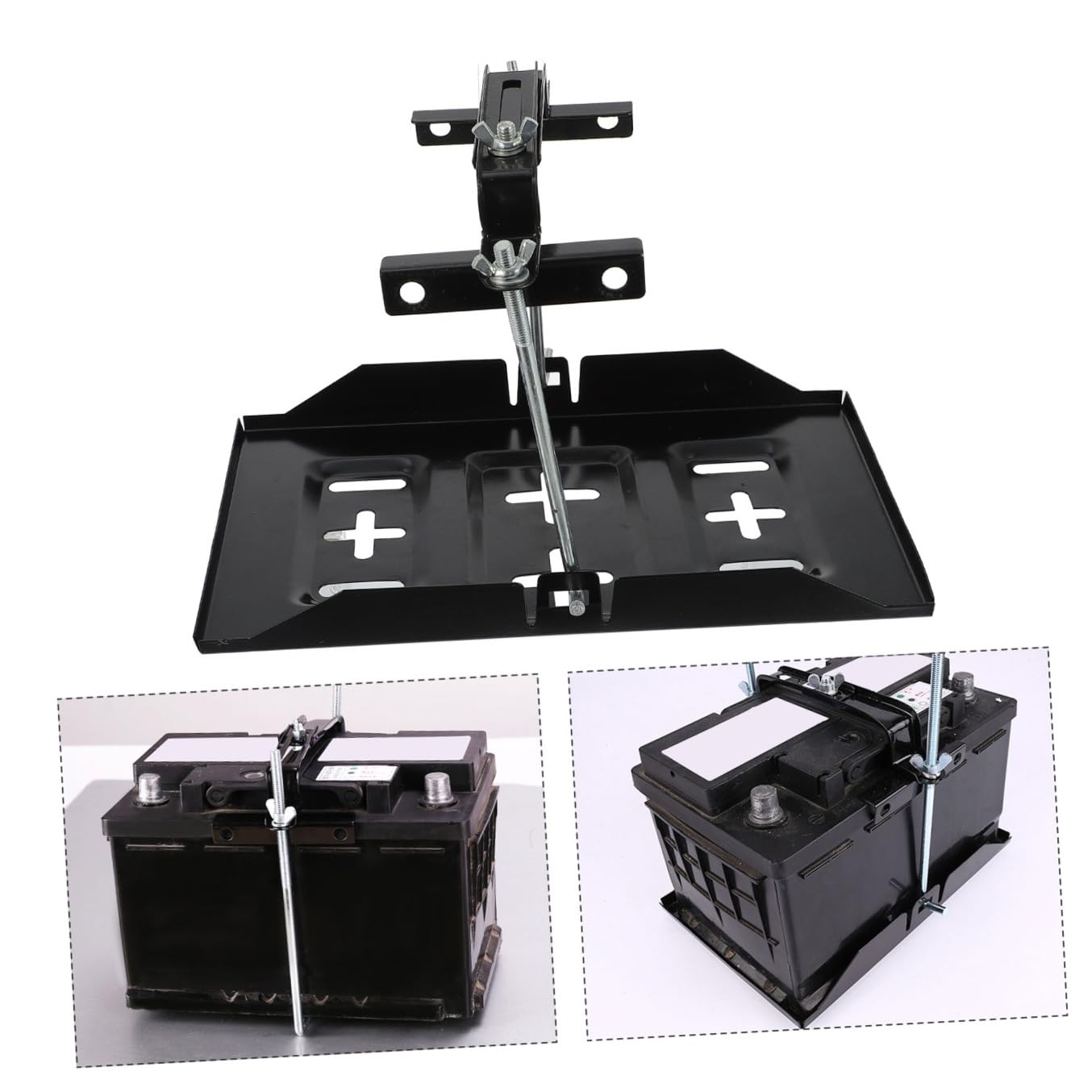 Support de Batterie Automobile Kit de Support Rangement pour Batterie de Voiture Fixation Voiture de Fixation
