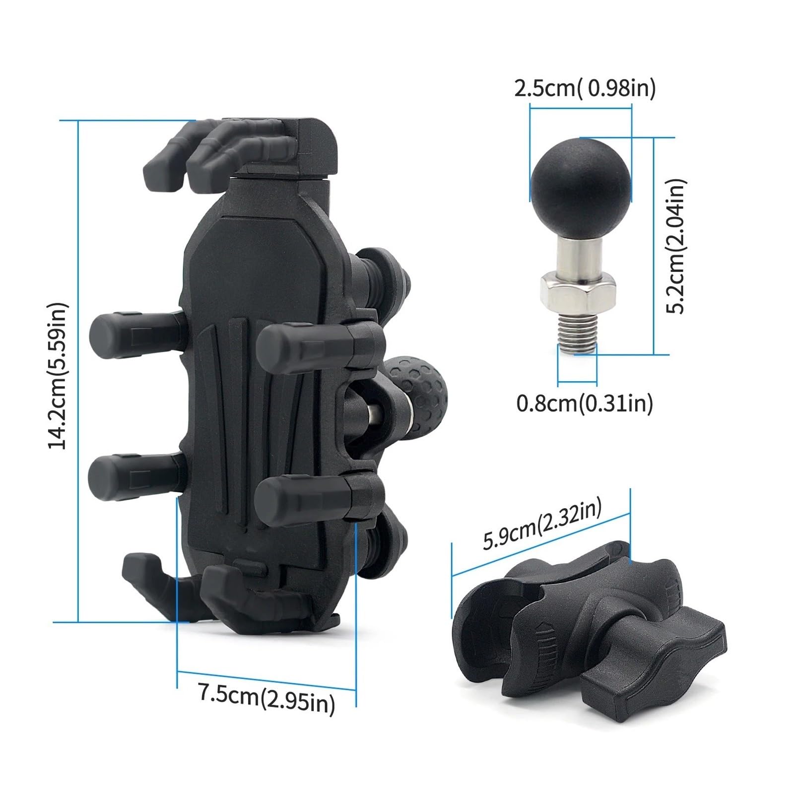 Support GPS Moto Support De Téléphone pour Moto avec Amortisseur, Rotule Réglable Et Rotative