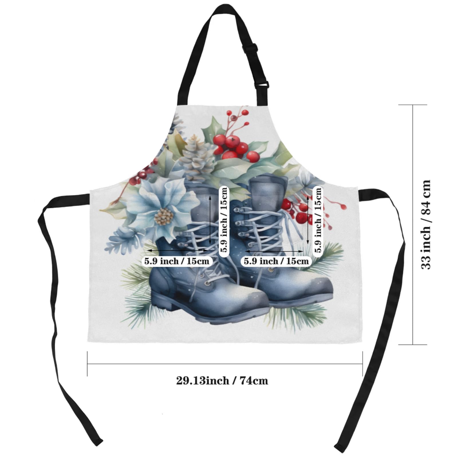 Aglebo Watercolor Shoes Bouquet Chef Apron with Pockets Adjustable Shoulder Strap Waterproof Cooking Apron for Kitchen Baking Gardening Pottery Painting