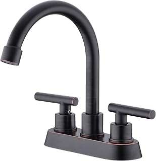 Cakiong 2 Handle Bathroom Faucet 4 inch Centerset, Bathroom Faucet Oil Rubbed Bronze 2 or 3 Hole Bathroom Sink Faucet Lavatory Commercial Contemporary Faucet High Arc Brass Faucets for Bathroom
