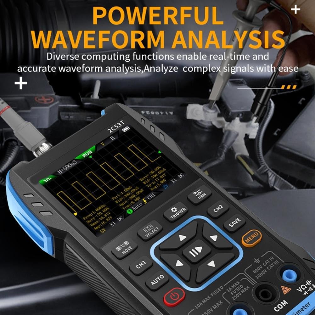 2C53T Digital Oszilloskop Multimeter Mit Signal Generator 50MHz Bandbreite 3-in-1 Messgerät Dual Channel 250MS/s Abtastrate Mit 2,8 Zoll LCD Display(2C53T with P6100x2)