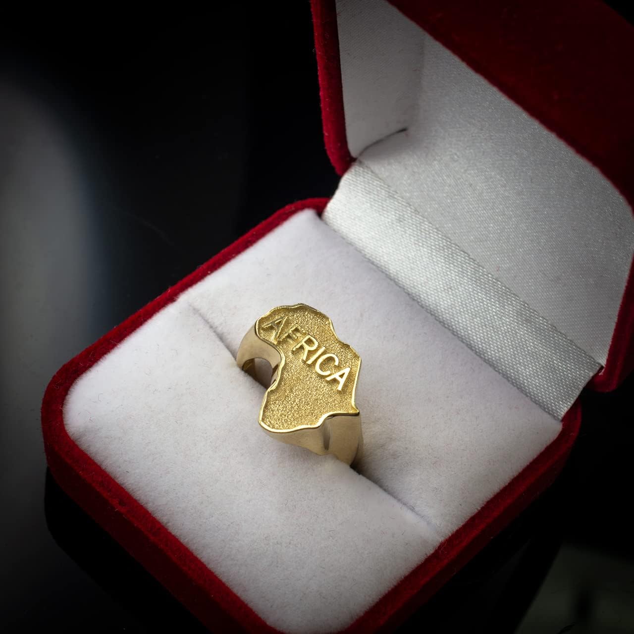 LA BLINGZ 10K Yellow Gold AFRICA Map Ring
