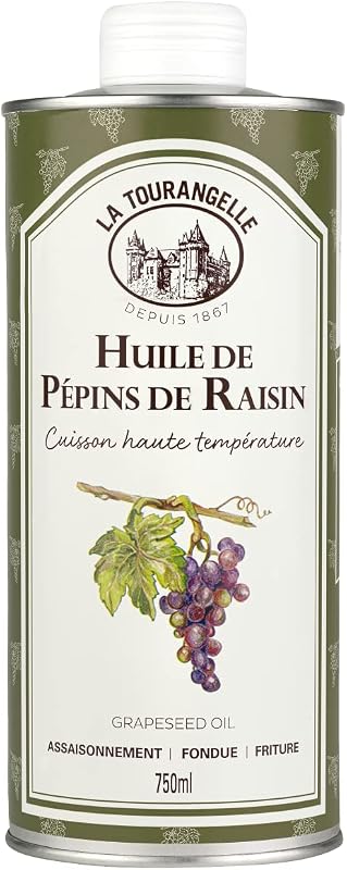 La Tourangelle Huile de Pépins de Raisin 750ml - Huile du quotidien idéale pour la friture, les fondues et la cuisson haute température, Neutre, 1 Unité (Lot de 1)