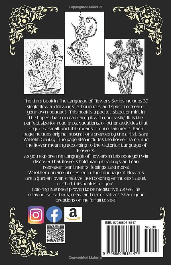 The Mini-Language of Flowers Coloring Book for All Ages: Pocket Sized Artist Created image 3