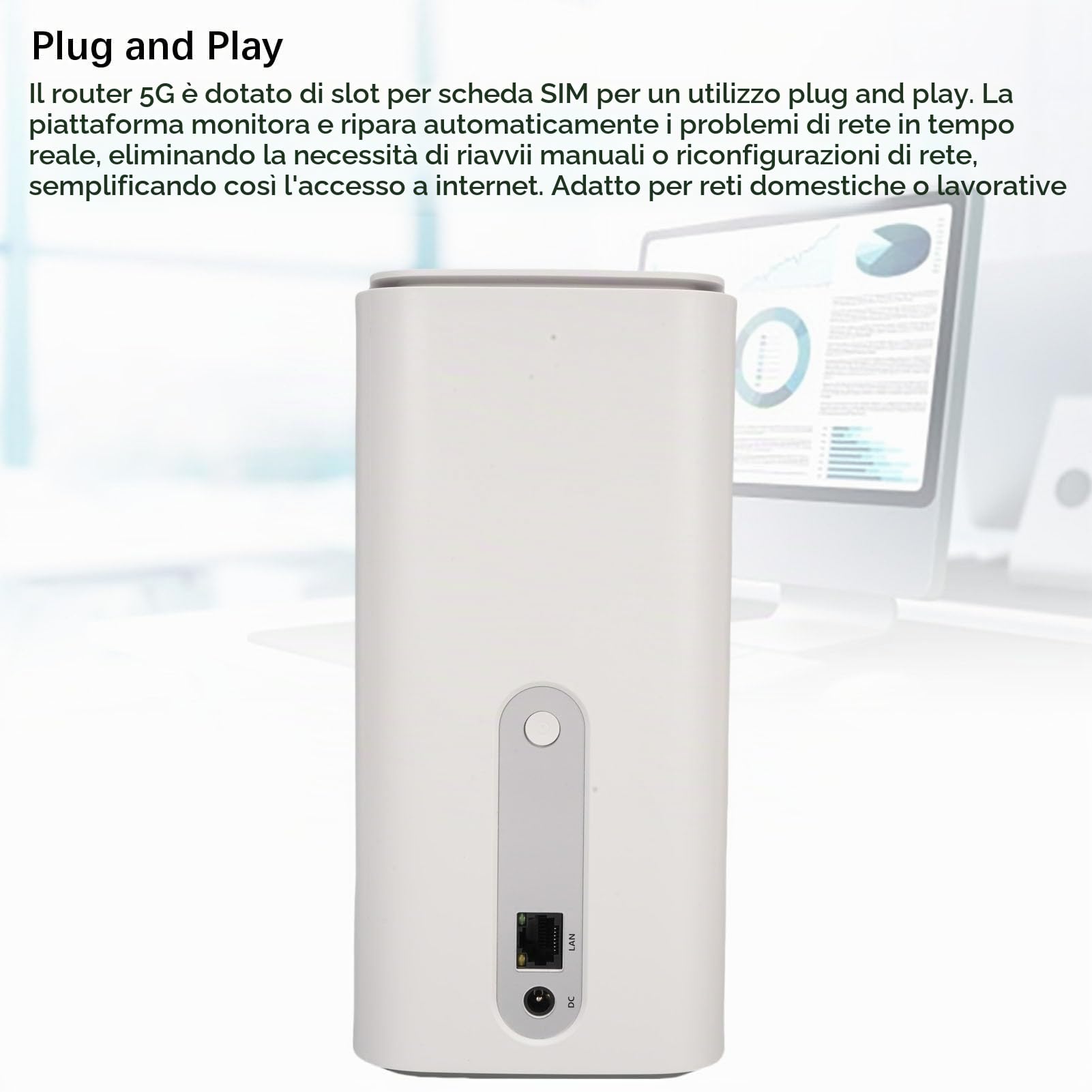 Router CPE 5G, 4,67 Gbps Dual Band Ad Alta velocità WiFi 6 Router Wireless con Scheda SIM, 4 X 4 MIMO, Router Cellulare 5G, Doppia Banda SA NSA per (Spina europea)