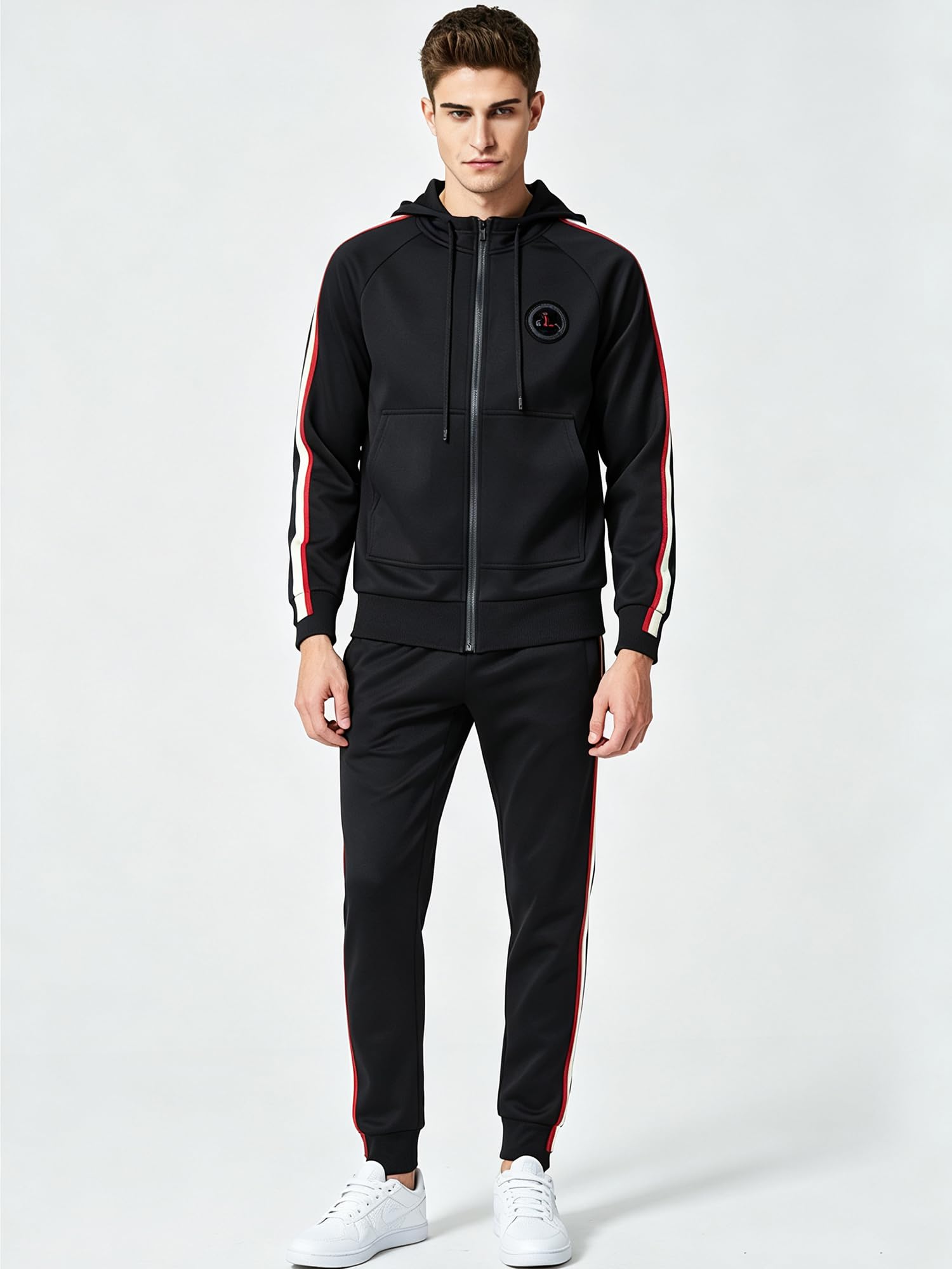 FTCayanz Tuta Uomo Manica Lunga Sportive Atletico Giacca Ginnastica Outwear Felpa con Cerniera Tute Activewear
