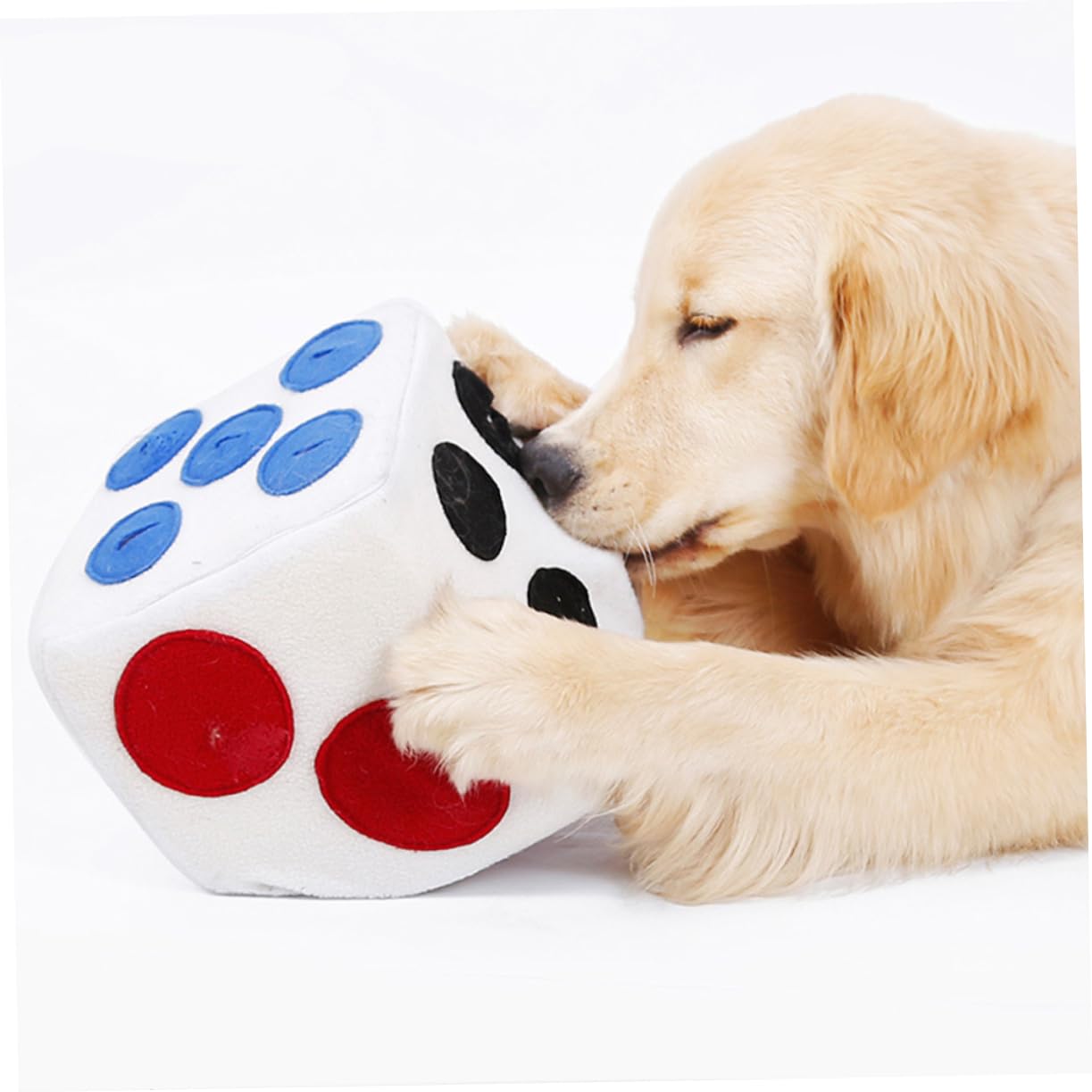Abaodam Juguete Adecuado para Olfatear y Entrenar en Casa para Perros de Peluche Forma de Dado Blanco, Material Suave de Felpa y Espuma