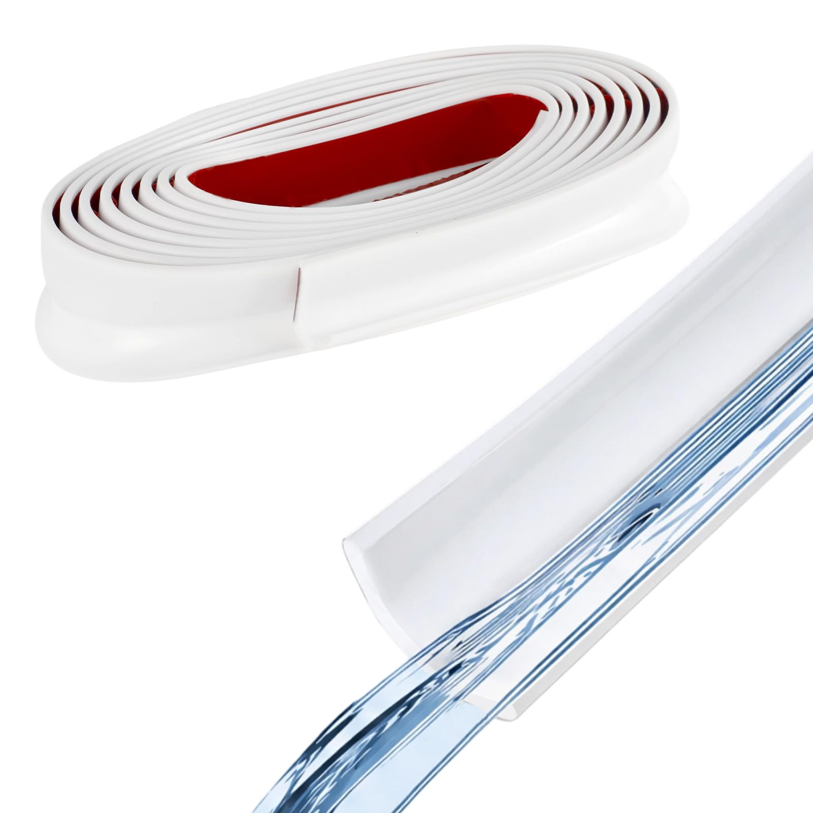 Dexpally 3M J Shape RV Rain Gutter Self Adhesive Roof Rain Diversion Strips Self-Adhesive TPE Rain Diverter for Vehicle, Truck, Motorhome (White)