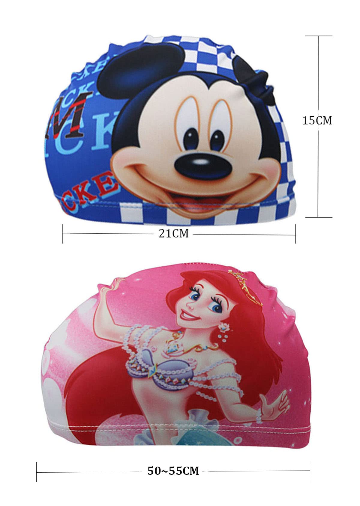 Bonnet De Bain Enfant OGOBVCK – Tissu Élastique – Imprimé Cartoon – Circonférence 50-55cm – Garçon Fille