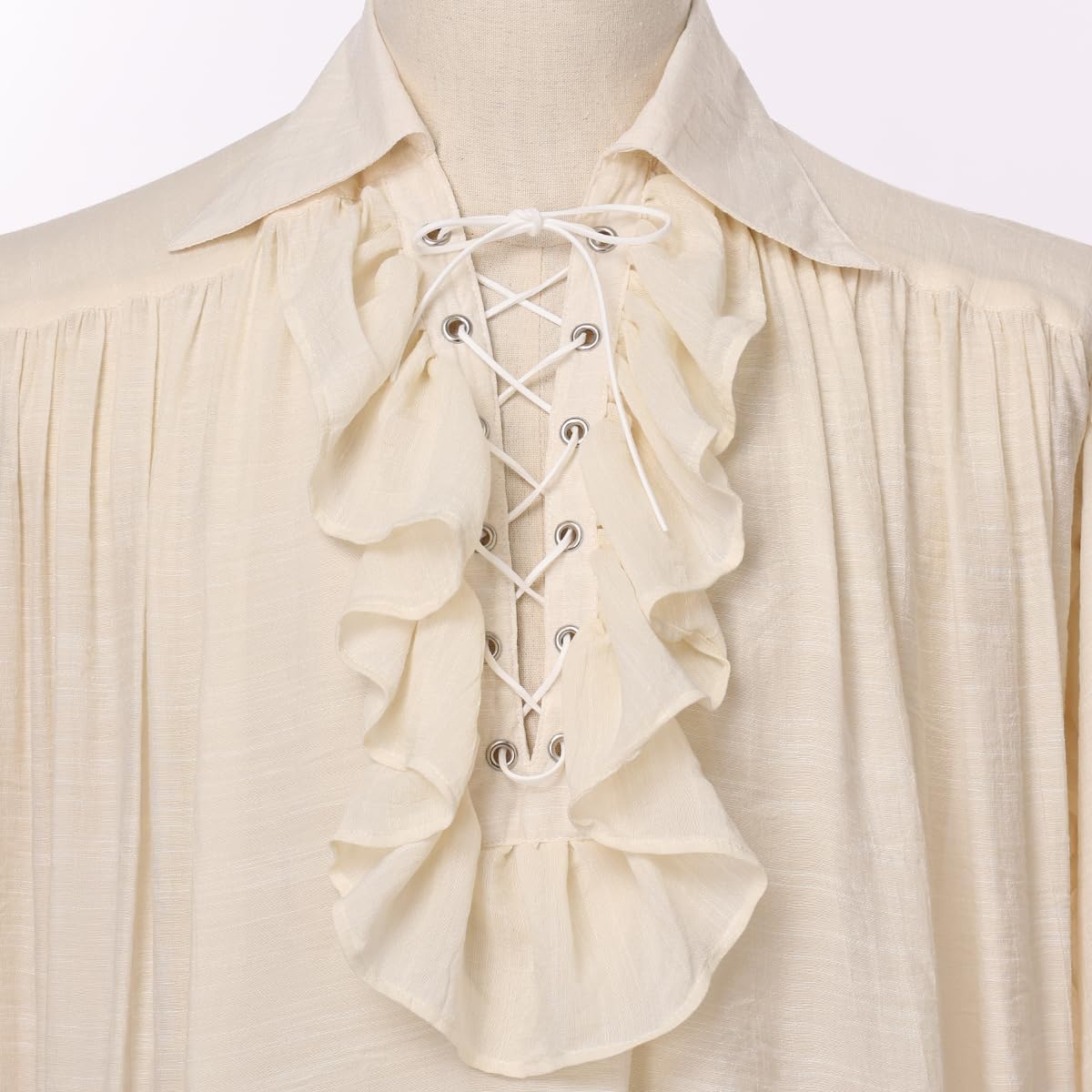 GRACEART Men Pirate Shirt Women Vampire Renaissance Shirts Victorian Ruffled Medieval Costume Cotton Linen Shirt - Image 4