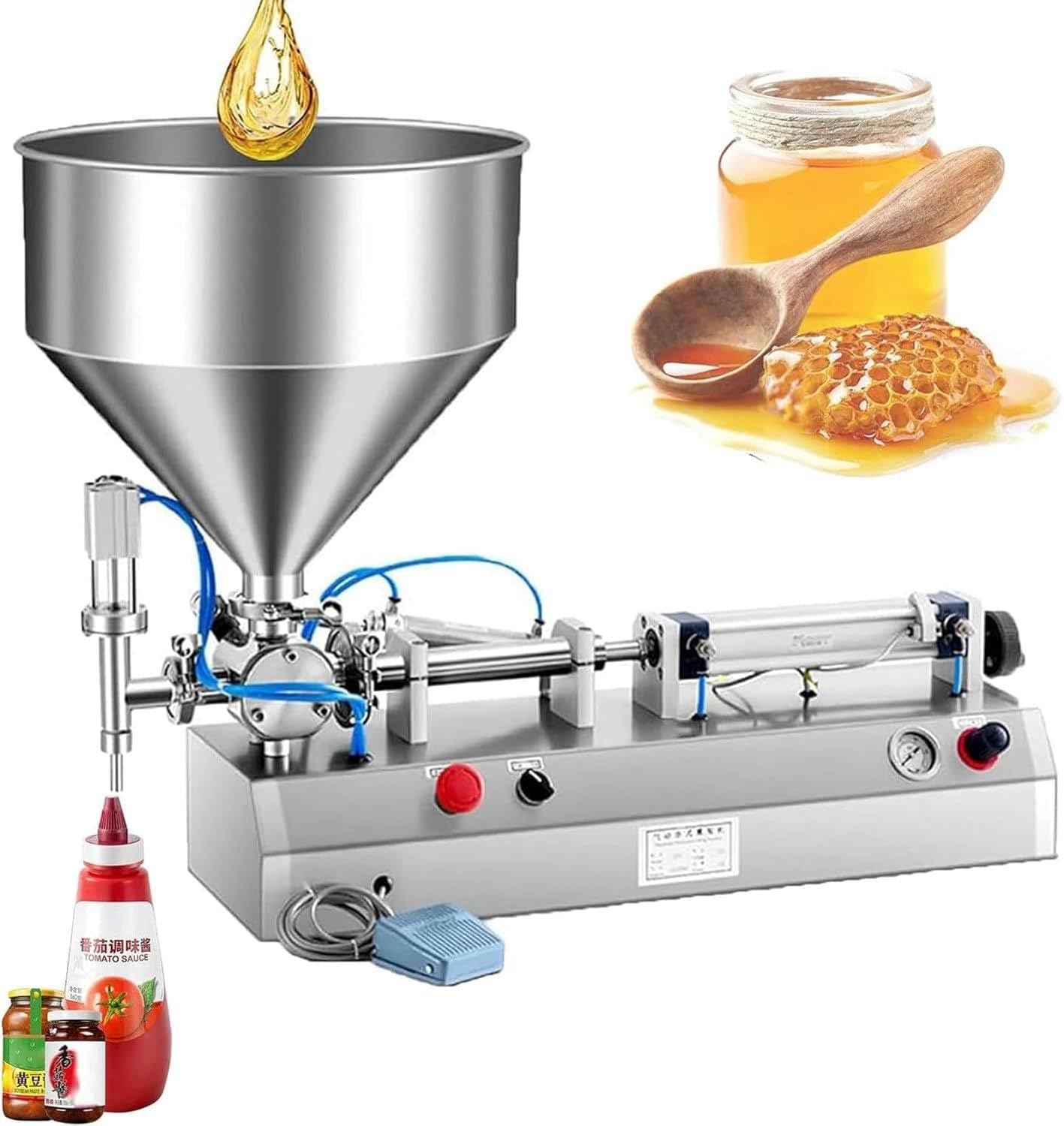 Pneumatic Horizontal Liquid Filling Machine - Industrial No Drip Paste Filler for Manual Automatic Use for Liquid Paste