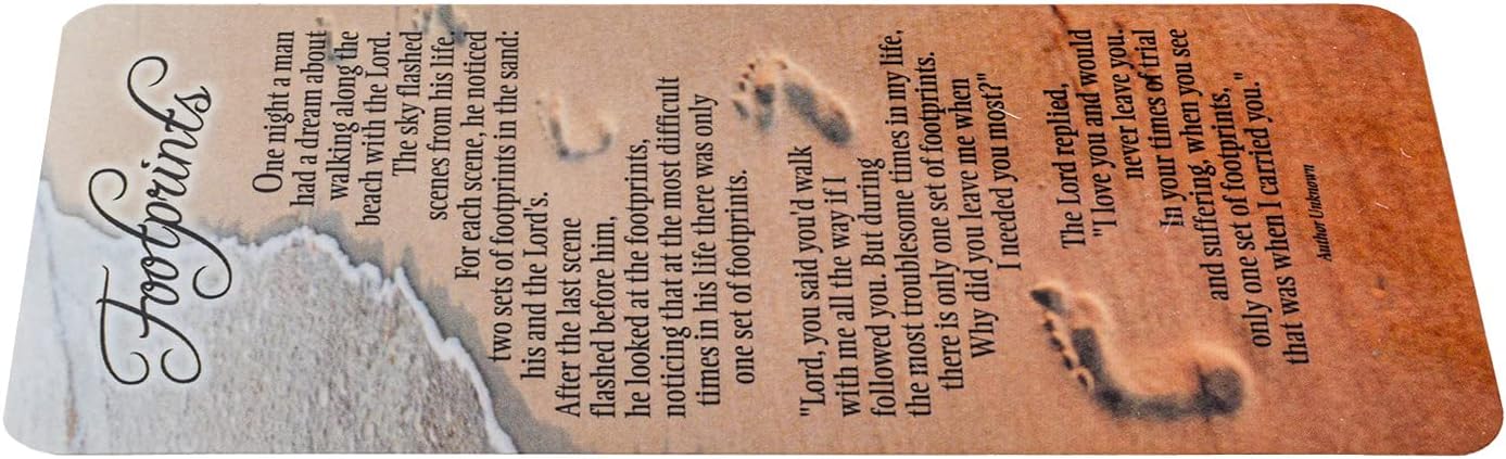 Footprints Inspirational Poem Sandy Waves Cardstock Bookmarks, Pack of 12