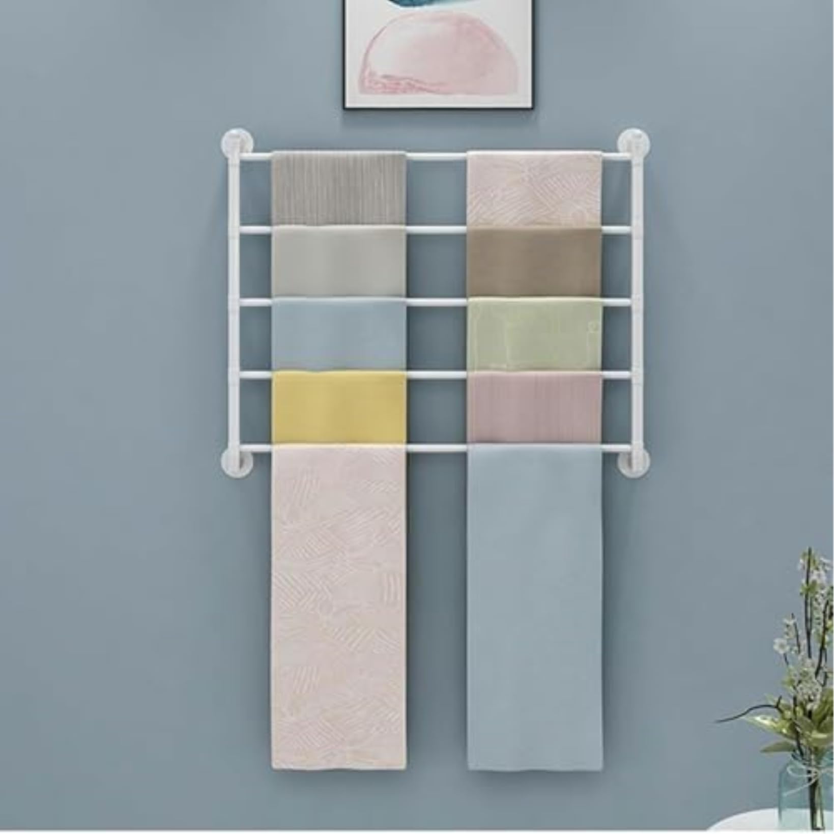YNBSHGAA Clothes Rack with Hanging Bar for Scarves, Ties, Towels, Belts, and Ribbons, Sturdy Organizer for Home Closet,White-120x60cm