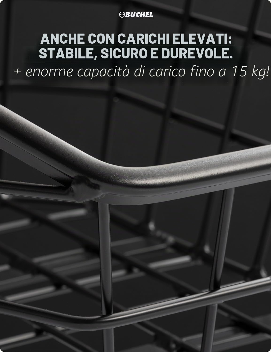 Büchel Cestino Posteriore per Bici JUMBO in Alluminio di Alta Qualità con Bordi Rinforzati | Grande Cestino per Bicicletta Posteriore con Kit di Fissaggio | Cestino per Zaini Scolastici