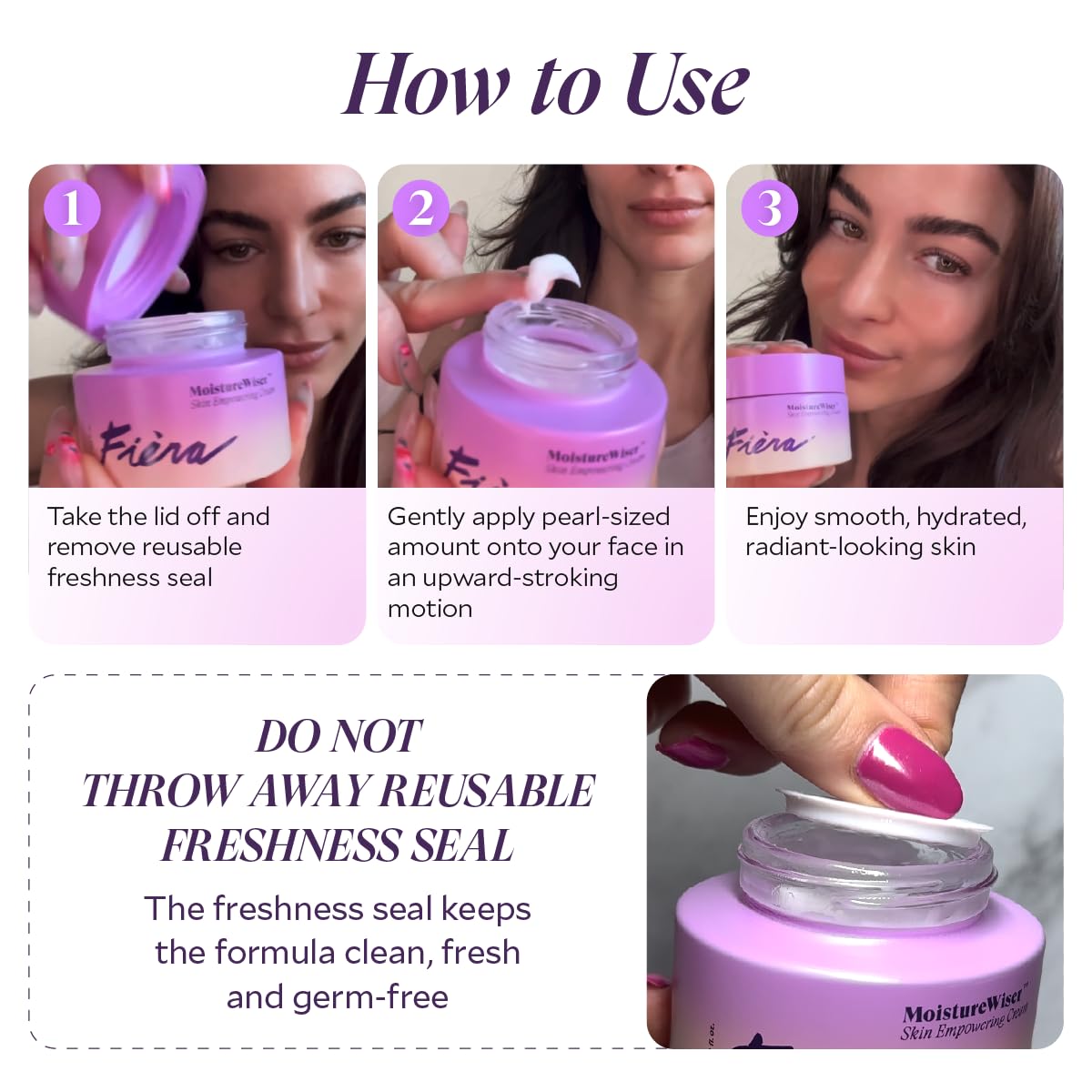 FIÈRA MoistureWiser – Anti-Aging Face Moisturizer for Mature Skin – Hydrating Face Cream with Peptides to Firm & Smooth – Facial Moisturizer, Face Lotion & Skin Care – Day & Night – 1.69 fl oz - Image 5