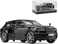 OANMYJJO 1:32 Rolls-Royce Cullinan Diecast Model Car, Black Pull-Back Toy with Lights, Sounds & Opening Doors for Kids 3+