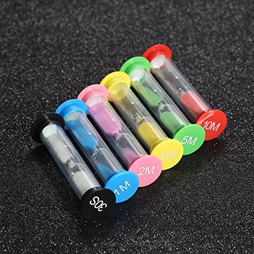 Decdeal 6 peças de temporizador de ampulheta colorido para jogos de escritório na cozinha 30 segundo