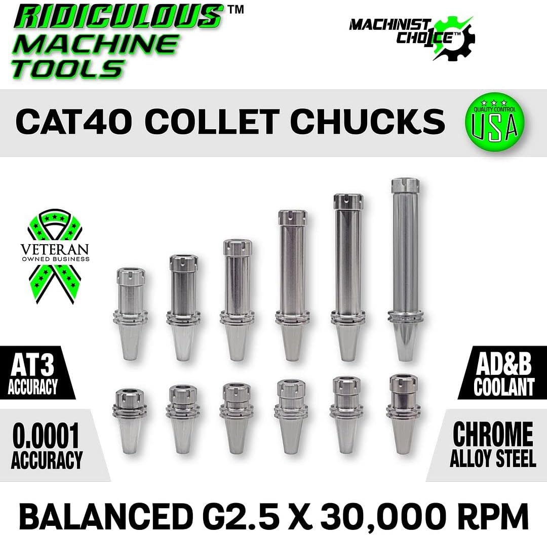 ER 11 CAT40 COLLET CHUCK X 4" G2.5 X 30,000 RPM (0.0001 T.I.R.) Machinist Choice