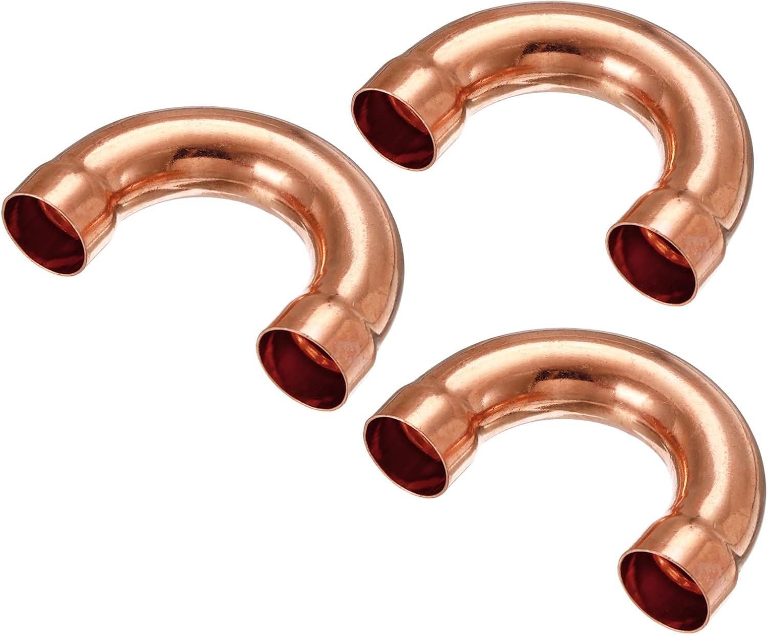 MECCANIXITY U Shape Elbow 180 Degree Copper Pipe Fitting Sweat Welding Solder Connection 19mm or 3/4" ID for HVAC, Air Conditioning Refrigeration System Pack of 3