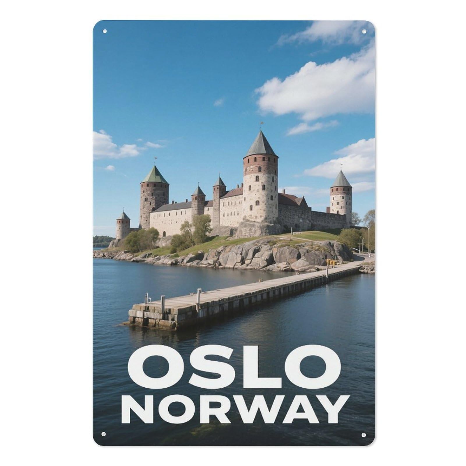 Oslo Norway Retro Design Tin Painting Vintage Tin Sign 08x12inch(20x30cm) Wall Art for Home Office Bedroom Living Room Cafes Wall Decor