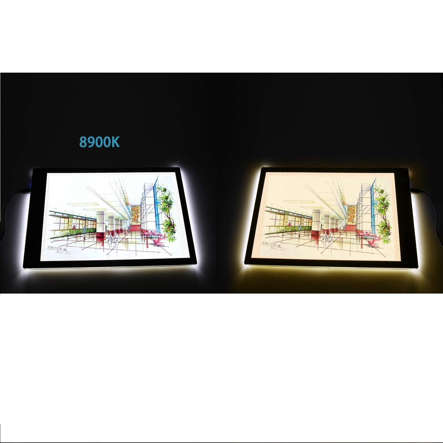 A4 Tracing Light Box - Pad Ultra-sottile solo 5mm tavolino di alimentazione USB per gli artisti, disegnare, disegnare, animazione,con luce LED regolabile.