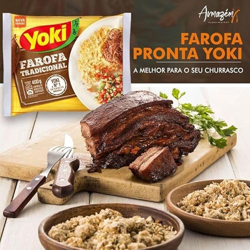 Yoki Farofa Mandioca Brasil | Fertig Gewürztes Maniokmehl | Cassava 400 g x 2