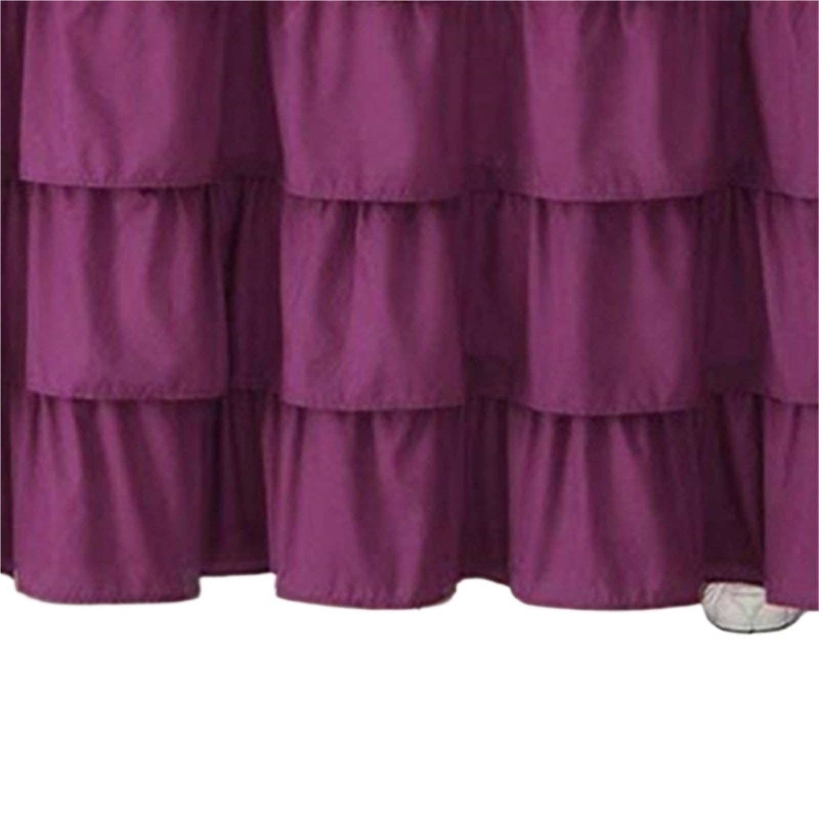 Ruffled Bedspread Three Layers Wrap Around Elastic Solid Bed Skirt Band Without Sheet(Purple red,QUEEN 150x200cm)
