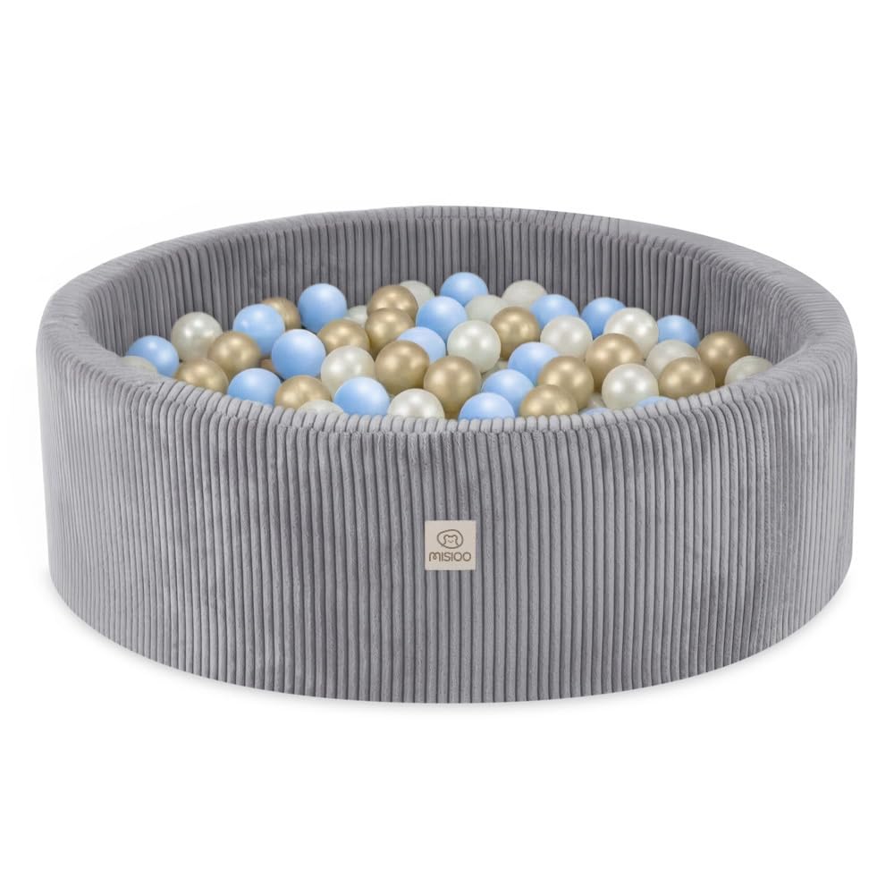 MISIOO Piscina de bolas para bebé, 90 x 30 cm, con 300 bolas, material premium, funda extraíble, lavable a mano a 30 grados, perfecta para niños de 1 a 3 años, bolas de diversión