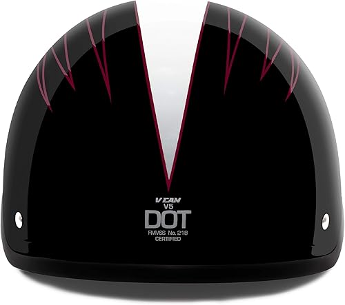 Miniatura 34 de VCAN Cruiser - Casco de motocicleta sólido, cobertura de media cara Negro satinado,Negro (Flat Black),negro (Flat Black Flag),Bandera de estrella