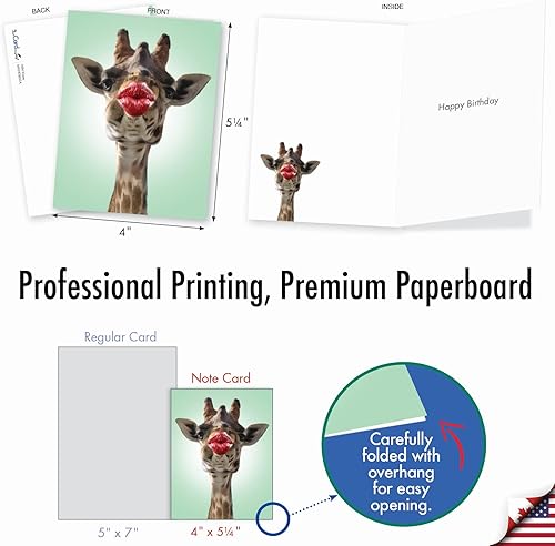 Miniatura 6 de The Best Card Company Juego de 20 tarjetas de cumpleaños surtidas de 4 x 5.12 pulgadas con sobres (10 diseños, 2 de cada uno) Wild Kisses