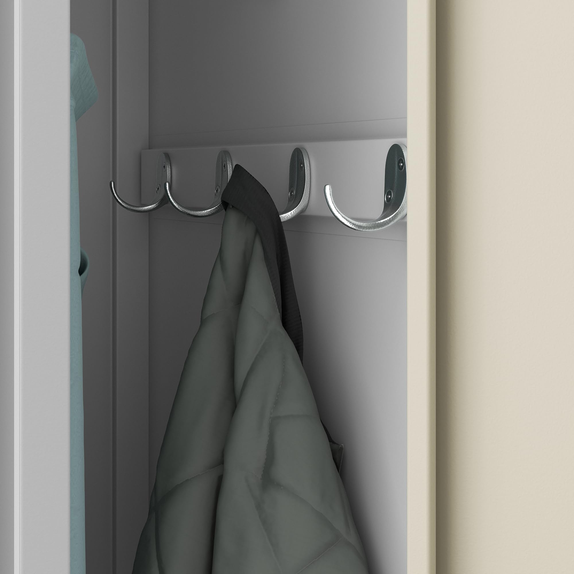 Jan Nowak armadietto spogliatoio in metallo 4 scomparti, armadio guardaroba ufficio con serratura, ventilazione, ripiani, aste appendiabiti, ganci, per dipendenti 180 x 80 x 50 cm
